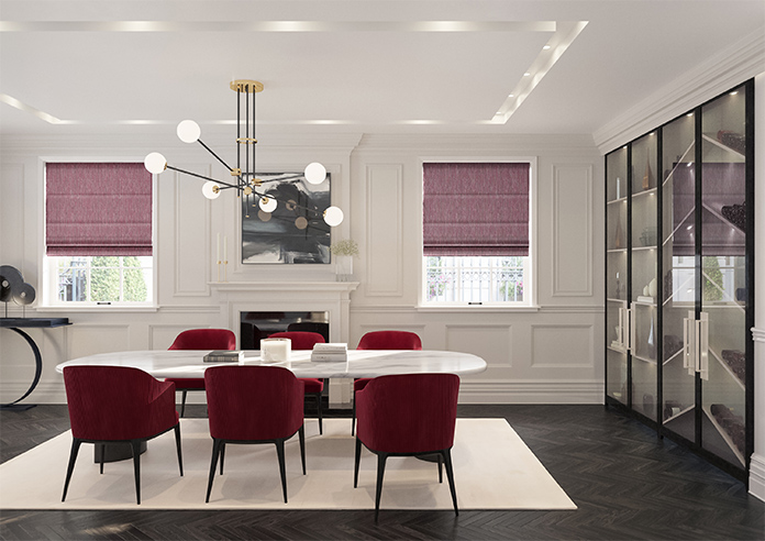 Cascade, Claret - Motorised Roman Blind - Image 8